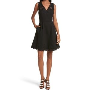Ted Baker Black Emalise Embroidered Skater Dress